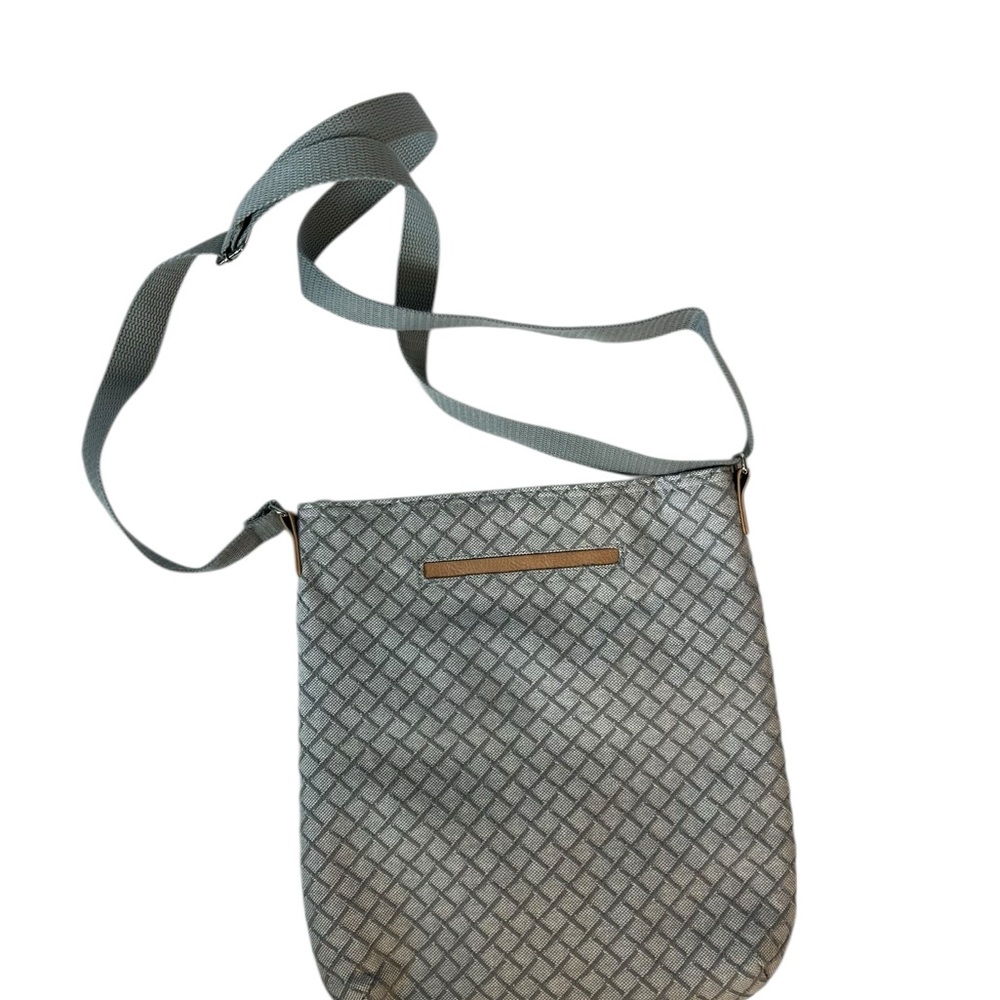 Thirty-one Gray patterned  crossbody shoulder bag purse NWOT pockets Mom Bag - Picture 2 of 6